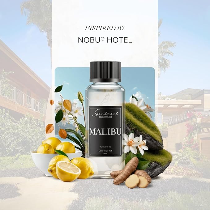 Scentiment Diffuser Oil - Malibu Hotel | Aromatherapy Home Fragrance | Inspired by Nobu® Hotel | Luxurious Scent with Notes of Lemon, Ginger, Musk (50 mL)