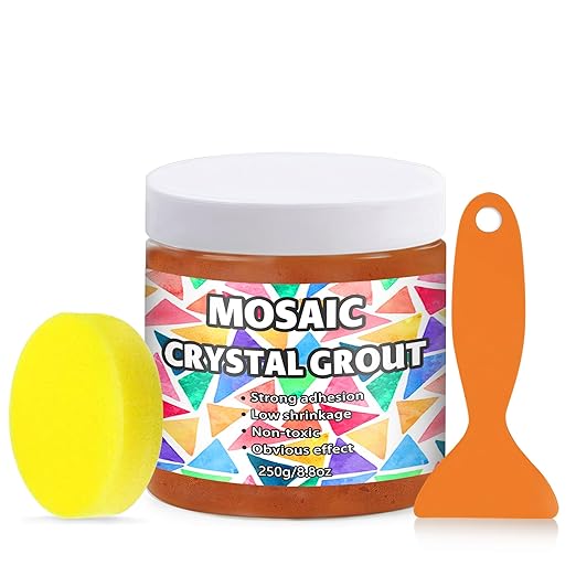 OOTDART Mosaic Crystal Grout, Mosaics Tile Tools, Mosaic Tile Accessories – Essential for Handmade Grouting and Perfect for DIY Craft Projects (Orange Red, 8.8oz)