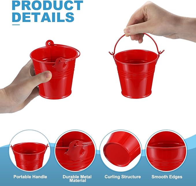 PATIKIL 2.7"x2.3" Small Metal Buckets with Handle, 12 Pcs Mini Galvanized Bucket Colorful Easter Buckets for Crafts Party Favors Decoration, Green/Yellow/Orange/Blue/Red/Purple