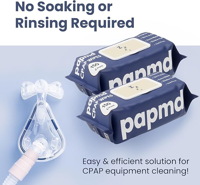 Unscented CPAP Wipes, 2x 150-Pack Travel Wipes, Thick Lint-Free Fabric for Mask, Tube & CPAP Machines, Enhanced Moisture & Easy Pull Design