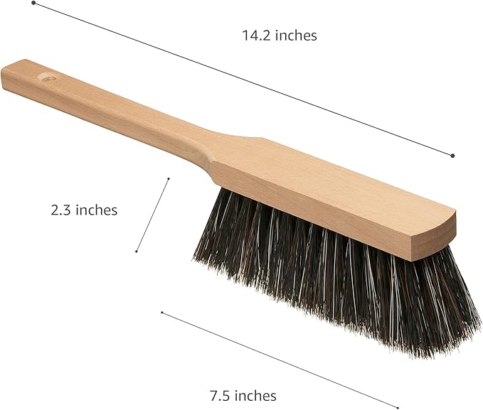 14.2" Hand Broom Soft Bristles Cleaning Brush, Dusting Brush with Wooden Handle, Clothes Brush, Handheld Car Broom, Long Counter Dust Brush, Bench Brush