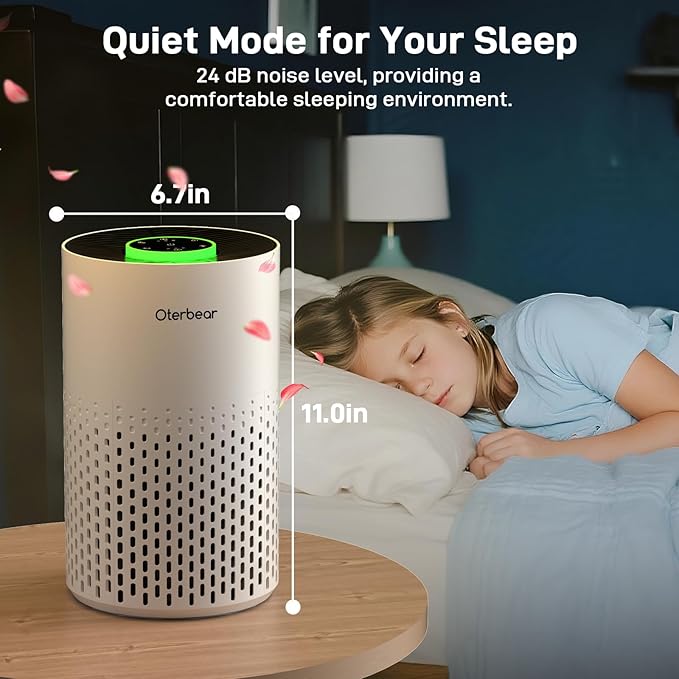 Air Purifiers for Home Bedroom Up to 1250 Ft² - H14 HEPA Air Purifier with Aroma & Sleep Mode - 24dB Small Room Air Purifier for Allergies, Smoke, Dust, Pollen, Pet Dander,4000B,White