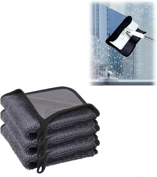 Shiny Wipes Cleaning Cloths 3pcs Replacement Microfiber Towel for Disposable Dust Mop, Super Absorbent Shiny Wipes Shower Cleaning Cloths for Window, Bathroom, Car Mirror, Home (3pcs Squeegee Refill)