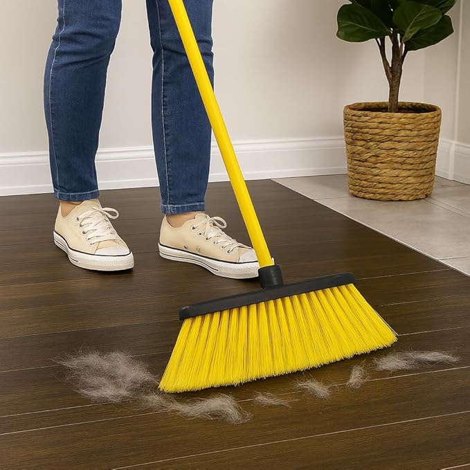 Healing Atlas LUZIA Yellow 14" Premium Broom Head – Extra Dense Soft Flagged Bristles – Deep Sweep – Universal 7/8" Thread – Recycled PP – Handle Not Included(Yellow, LUZIA)