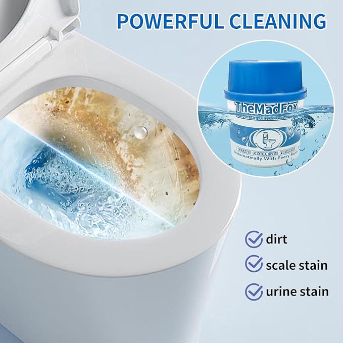 TheMadFox Toilet Bowl Cleaner 6 Bottles,Long-Lasting Toilet Tank Cleaner,Automatic Toilet Bowl Cleaner Tablets in Bottles for Tank Bathroom Powerful Cleaning Easy to Use,Up to 12 Months Total