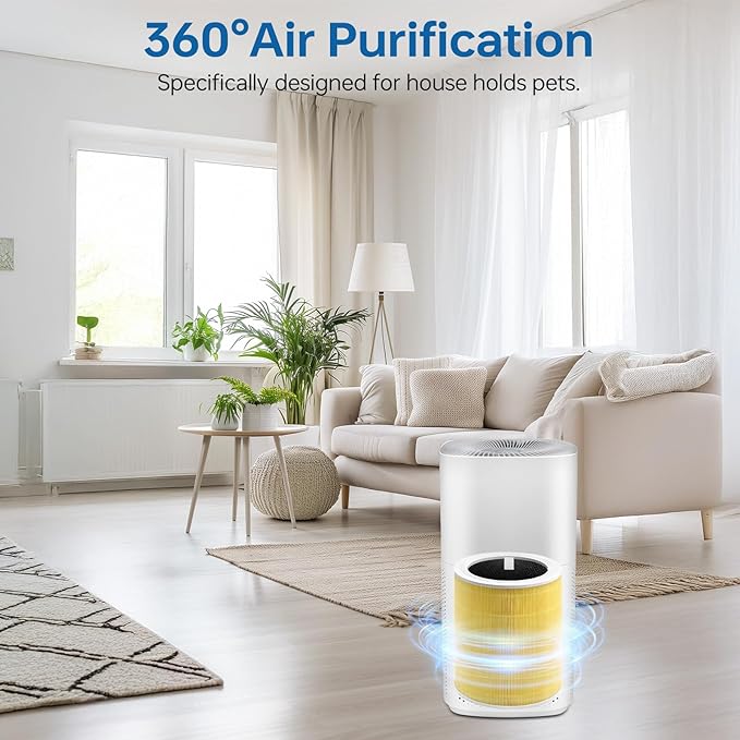 Core 600S Replacement Filter Compatible With Levoit Core 600s, 3-In-1 High-Efficiency Filter And Activated Carbon Filter, Part#Core 600S-Rf for Home Dust/Smoke Odors/Pet Dander Removing, 2Pack, Yellow