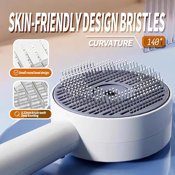 PHIXBEAR 3 in 1 Cat Steam Brush, Self-Cleaning Anti-Static Pet Spray Hair Removal Comb for Cats with Release Button and Tank, Rechargeable Steam Brush for Shedding, Massage and Cleaning