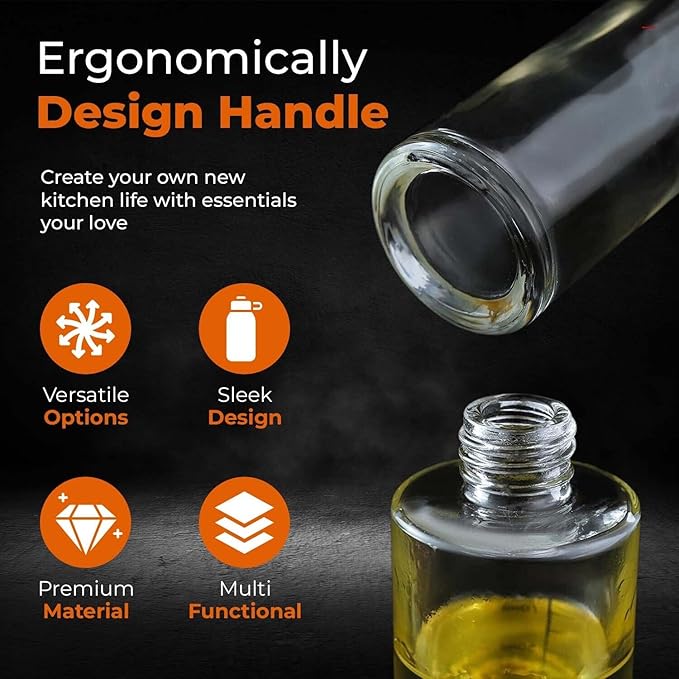 VIGOR PATH Oil Sprayer Mister - 100ml Stainless Steel Cooking Oil Sprayer Bottle for Air Fryer, BBQ, Salad, Baking, and Roasting - Refillable Oil, Vinegar, Sprayer for Kitchen Gadgets - Pack of 1