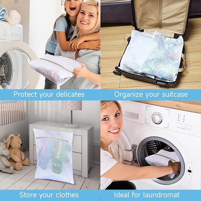 GOGOODA Mesh Laundry Bag for Delicates Set of 2 Lingerie Bags for Washing Machine Great for Laundry, Hosiery, Blouse, Underwear, Pantyhose, Socks(Set of 2)
