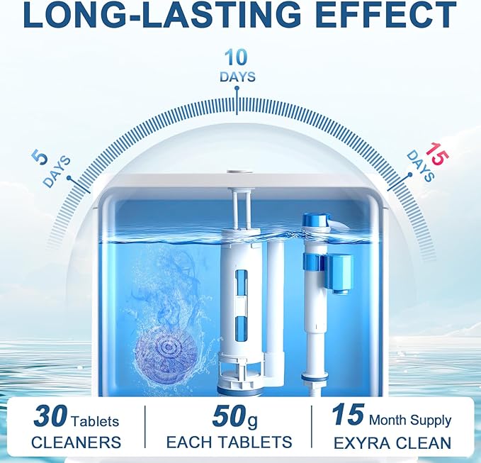 Msvvko Toilet Bowl Cleaners, Automatic Toilet Bowl Cleaner Tablets Blue Gel Powerful Clean, Septic Safe Toilet Tank Cleaner, Bathroom Deodorizer & Prevent Stain, Fresh Scent-10 PACKS