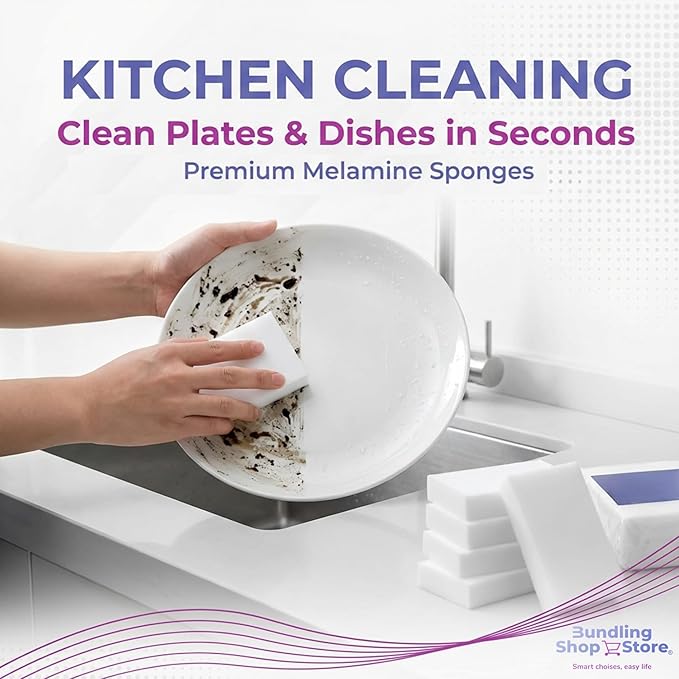 Melamine Sponge- Cleaning Pads 30 Count, High Density, Scratch Free Sponges (3.93in X 2.36in X 0.78in) for Kitchen, Bathroom, Tiles, Walls & Multi-Surface Cleaning
