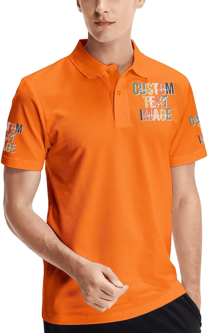 Personalised Polo Shirt Custom Work Shirts for Men Women Printed Text or Logo Working Top, Casual Wear, and Sports Teams