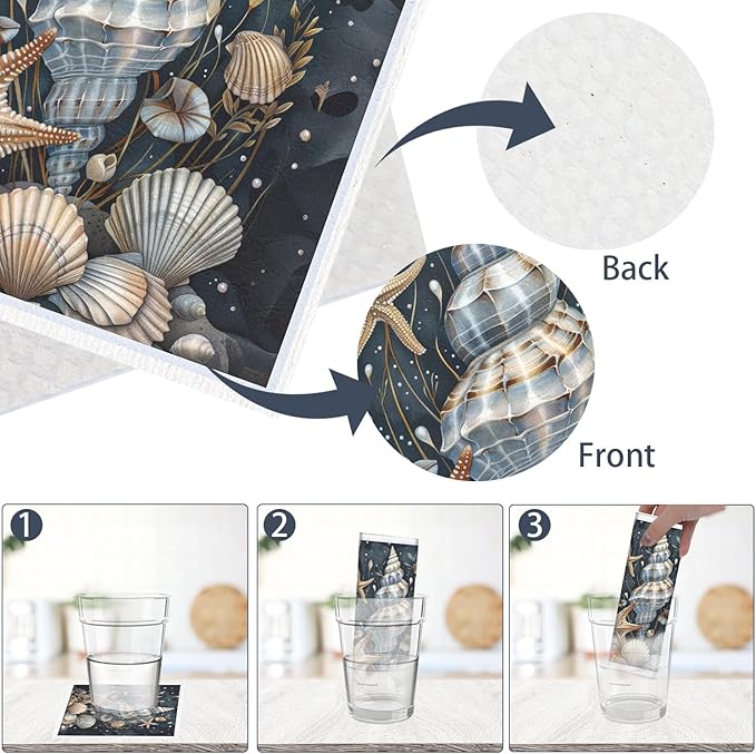 Ocean Swedish Dishcloths for Kitchen - 6PCS Ocean Animals Swedish Cloths for Washing Dishes Reusable Under The Sea Washable Sponge Cloths Kitchen Towels for Home Party Cleaning Housewarming