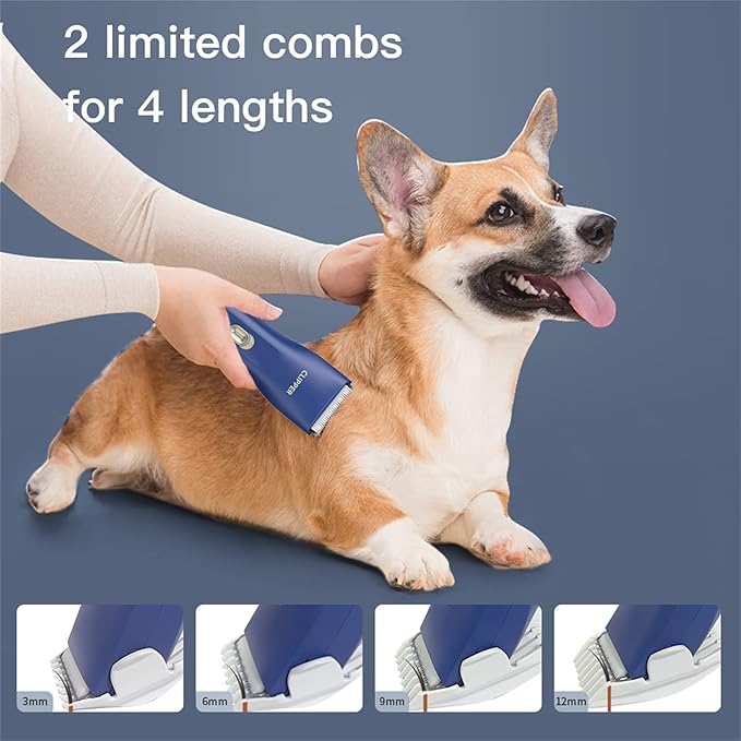 Founouly Dog Cat Home Hair Waterproof Clipper Wireless Dog Trimmer for Grooming,Blue,TS006