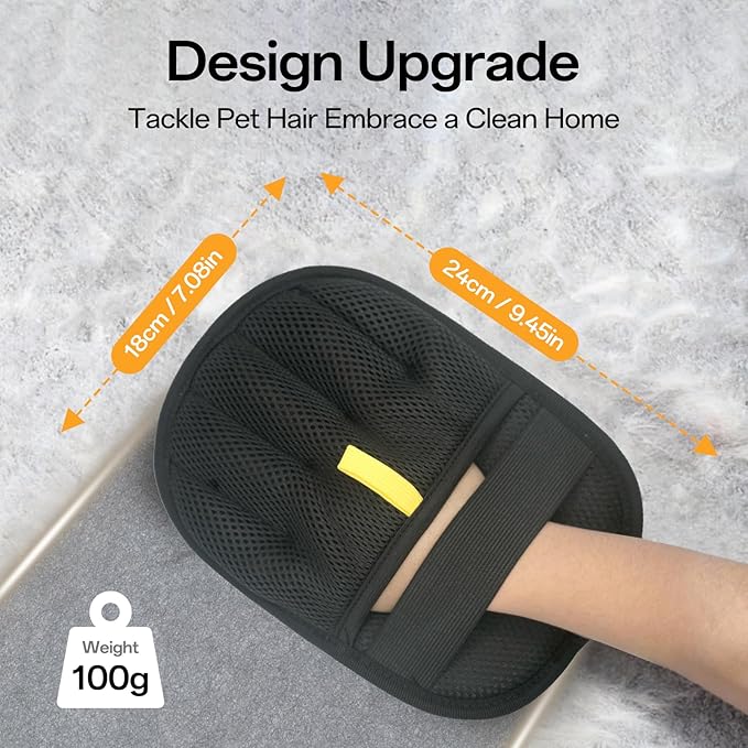 QUJOGA Reusable Pet Hair Removal Glove for Dogs & Cats, Electrostatic Pet Hair Gloves, Pet Hair Remover Tool for Furniture, Carpets, Sofas and Beds(2pcs)