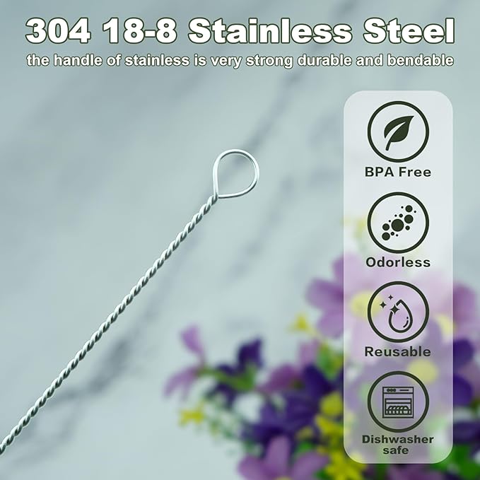 Straw Cleaner Brush for Stanley, 6Pcs Reusable Extra Long Straw Cleaning Brush for 14oz 20oz 30oz 40oz Stanley Mug, Cleaning Brushs for All Plastic, Glass, Stainless and Silicone Straws