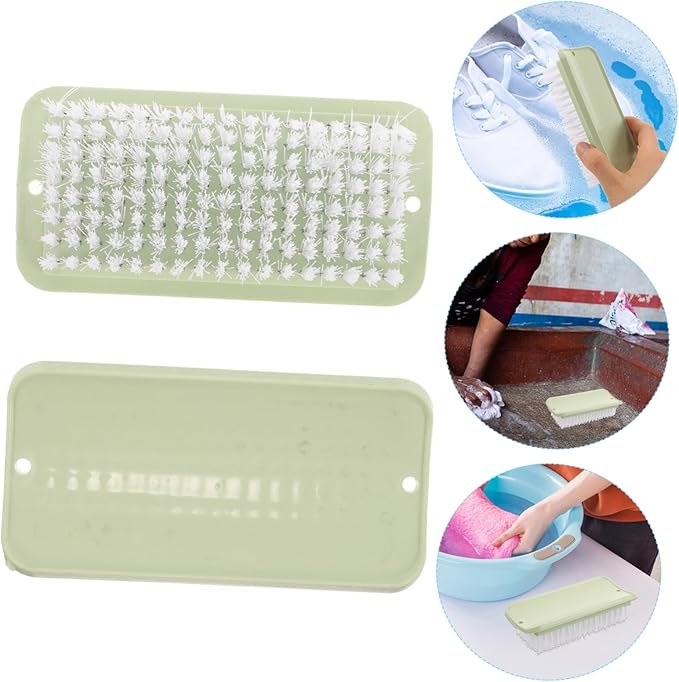 1set Multi Functional Cleaning Brush for Home Laundry Light Green for Stains Garments Durable Material Easy to Store Portable Design 2pcs