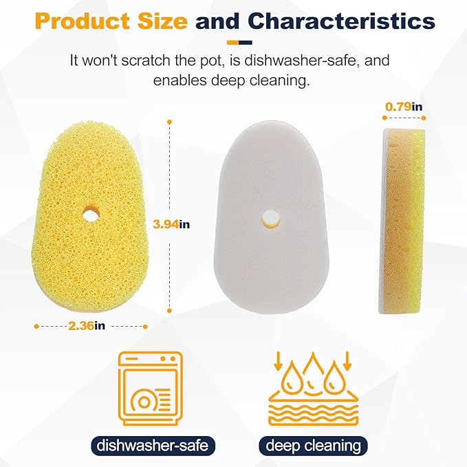 6 Packs Refill Heads Compatible with Dish Daddy,Non-Scratch Wand Refill Sponge Heads Compatible with Scrub Daddy,Upgrade Much Thicker and Durable