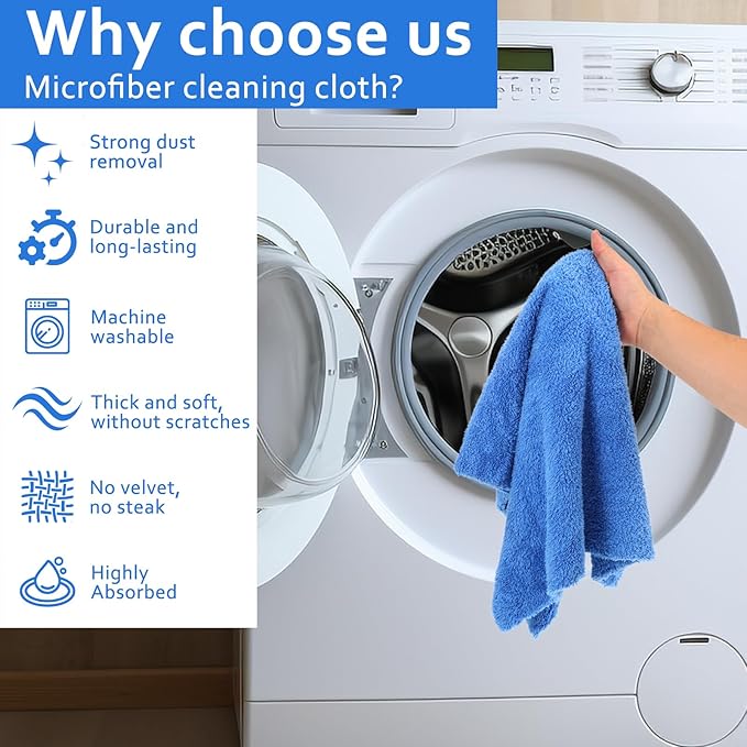 Anmrept 5 PCS Extra Large Microfiber Cleaning Cloth 30"x20", Washable Reusable Floor Cloth for Squeegee Mop House Floor Kitchen Car Window Highly Absorbent, Lint and Streak Free (Blue)