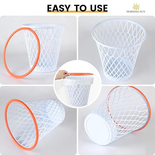 3 PCS Trash Can,Basketball Wastebaskets, Basketball gift,4.5 Gallon,Size11"x11"x12"Basketball Hoop,Basketball Holder display,Garbage Can,Basketball-Themed Gift Waste Basket for Office,Bedroom,Bar,Gym.