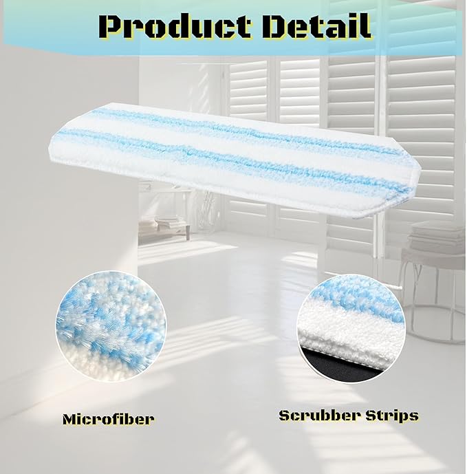 Microfiber Mop Pad Refills-3 Pack Washable Reusable Pads, Fits H2PRO Flat Mop