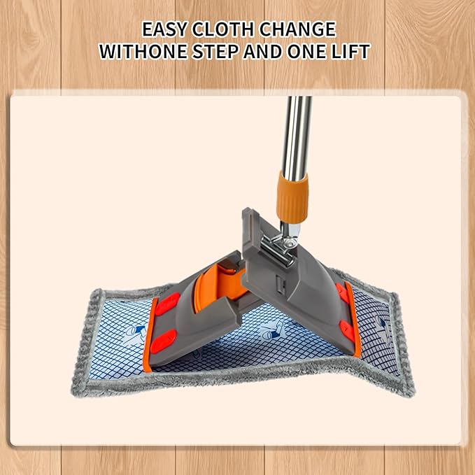 57-inch Fiber Flat mop with 4 Floor mops with Washable Pads, Suitable for Multiple Surfaces and Designed specifically for Floor Cleaning. Features an Extra-Long Telescopic Handle for deep Cleaning