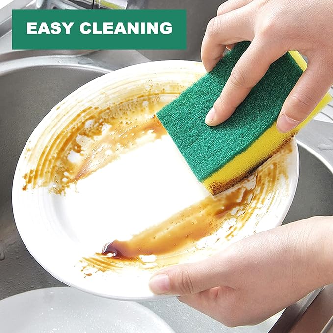 Individually Wrapped Sponges, Kitchen Dishwashing Sponge Bulk, Non Scratch Dishes Scouring Pad Dishcloth, Odor-Free Sponge Wipes for Household Cleaning Dishes Travel Apartments (50 Pack)