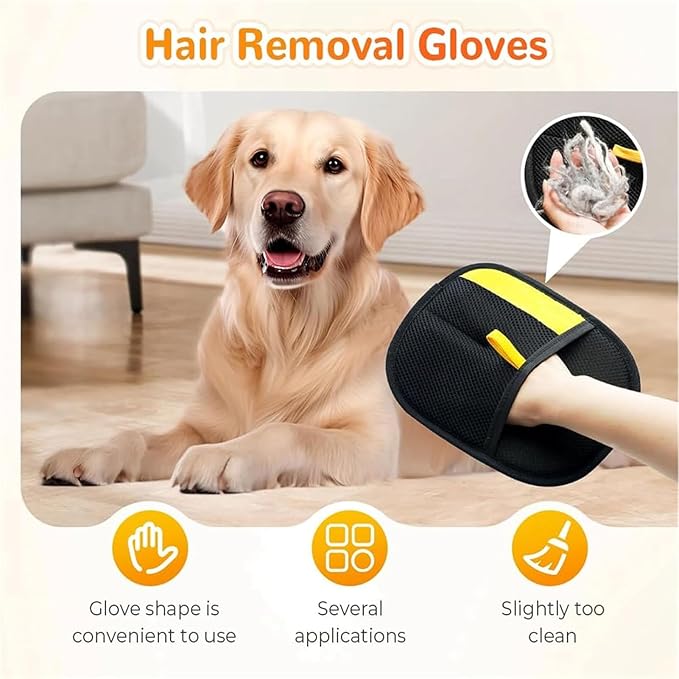 Lobuobi Pet Hair Removal Glove for Cats & Dogs, Electrostatic Gloves Pet Hair, Cat Grooming Gloves for Hairs Removal, for Couch, Clothes, Car, Carpet, Bed, Furniture (2Pcs)