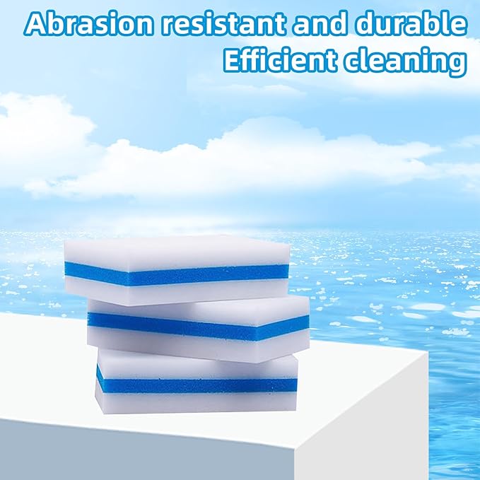 50 Pack Magic Sponges Eraser Melamine Sponge of 2 Density, Extra Thick Large Kitchen Cleaning Sponges for Dishes Furniture Baseboard, Sink, Floor, Car, Toys-11 ×7× 3 cm（Blue ）
