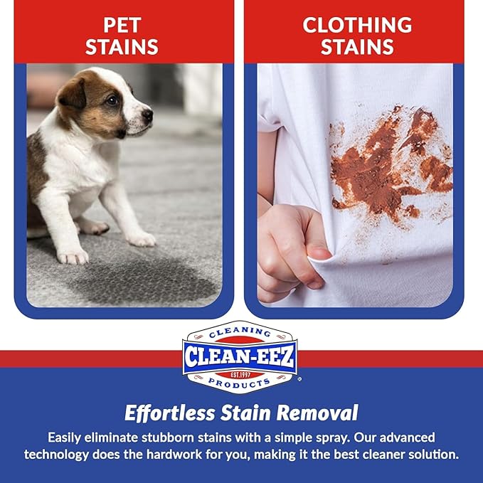 Clean-eez Stain-eez Carpet Cleaner Spray - Probiotic & Enzyme Power for Stain & Odor Elimination (Stain-Eez With 2 Microfiber Cloths)