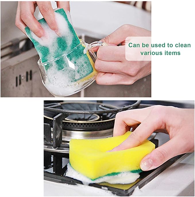 Sponge Individually Wrapped 24 Pack Kitchen Dishwashing Sponge, Non Scratch Scouring Pad, Odor-Free Sponge Wipes for Travel Apartments