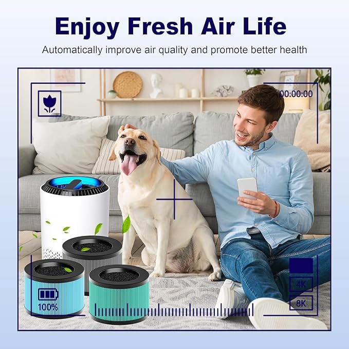 MK01 & MK06 True HEPA Filter Replacement for MK01 MK06, TZ-K1 and DH-JH01 Air Purifier, Smoke Remover Version, Grey, 4 Pack