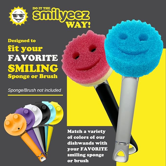 The Original Smiling Handle with Soap Dispensing for Scrub Daddy (Reg. TM) Sponge and Scrub Moji Sponge (Orange)