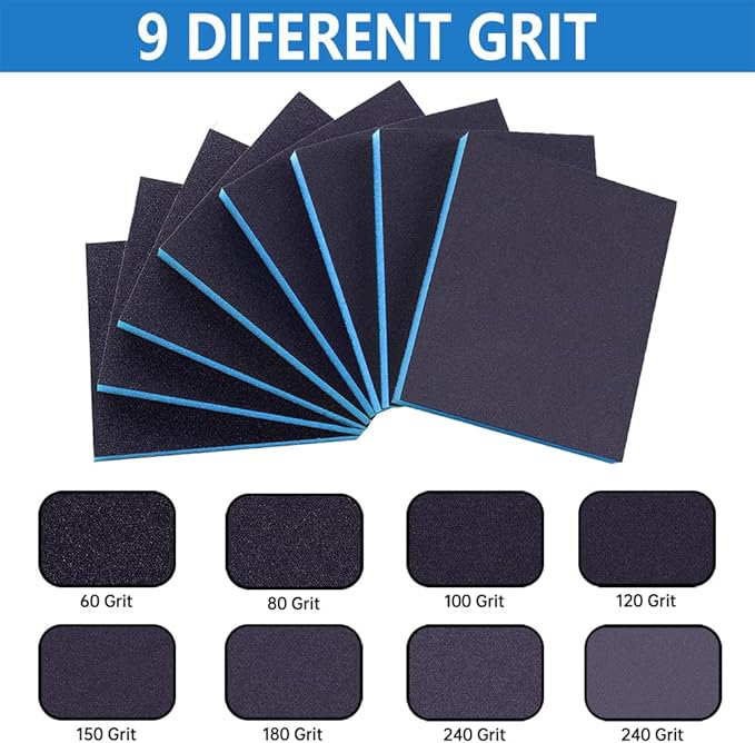16 Pack 120 Grits Sanding Sponge Medium Sanding Block, Washable and Reusable Wet Dry Sandpaper Block Sandpaper Sponge for Wood Metal FurniturePaint and Drywall