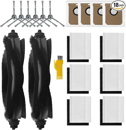 aoteng Replacement Accessories Kit for eufy L60 L50 L60 SES L50 SES Robot Vacuum Cleaner 18 Packs 2 Main Brush, 6 Filters, 6 Side Brushes, 4 Dust Bags