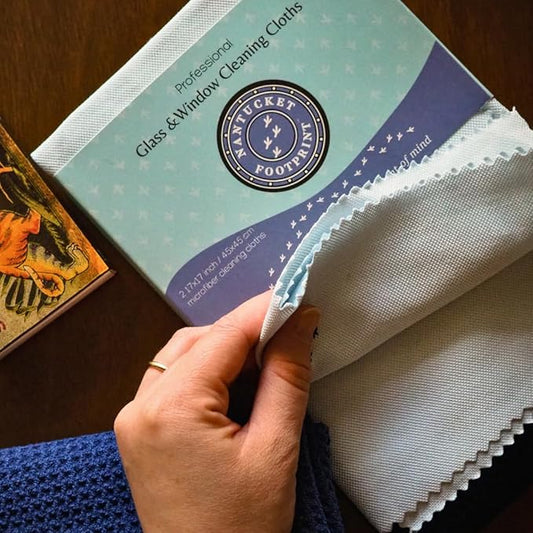 Nantucket Footprint Superior Window Cleaner Kit - Window and Glass Cleaning Cloth, Streak-Free Windows - Microfiber Towel Cleaning Kit for Windows, Mirrors, Car Windshield - Blue