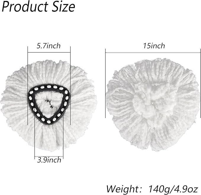 Microfiber Spin Mop Refills，8 Pack Mop Replacement Heads，Spinning Mop Replace Head for Deep Cleaning All Hard-surfaced Floors