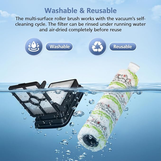 3 Pack Multi-Surface Pet Brush Rolls 2788 and Vacuum Filters 1866 Compatible with Bissell CrossWave Max 2554 2554A 2590 2593 2596, for HydroSteam 35151 3515 35152 3513 3518, Part 1618641&1608684