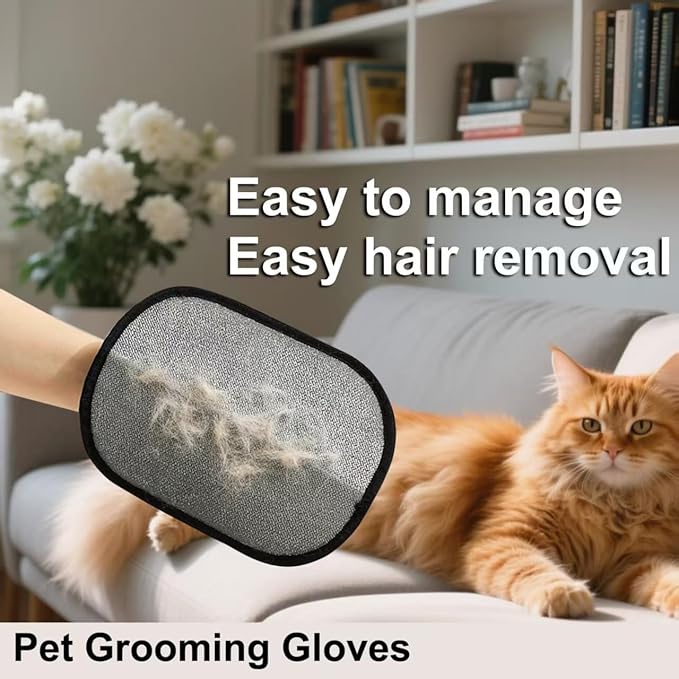 Rorodog 2- Pack Magic Brush Pet Hair Removal Gloves– Upgraded 5 Finger Reusable Electrostatic Grooming Tool for Dogs & Cats, Remove Dog/Cat Hair from Clothing, Furniture, Car Seats, Bedding.