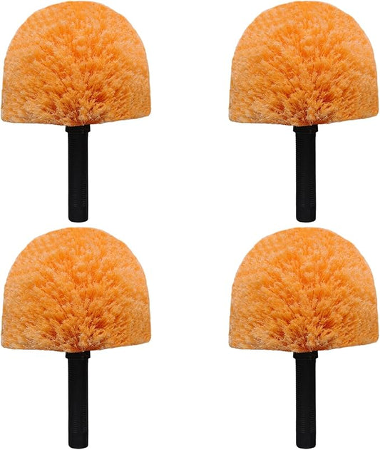 4 Pack OrangeTwist-On Cobweb Duster Head Brush // Spider Web Brush for Outdoor & Indoor Web Cleaning // Fits Standard Acme Threaded Poles // Brush Head Only