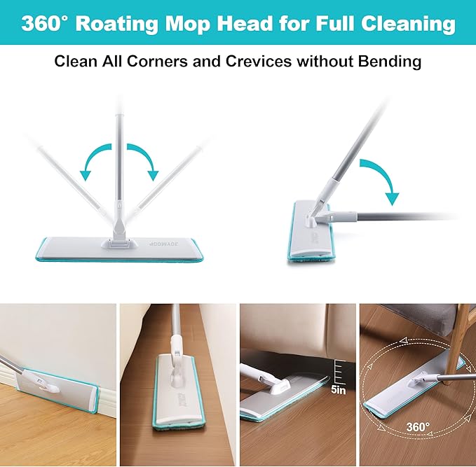 JOYMOOP 18 Inch Commercial Dust Mop for Hardwood Floors, Heavy Duty Industrial Wet Dry Mops with Telescopic Handle, Includes 3 Microfiber Mop Pads