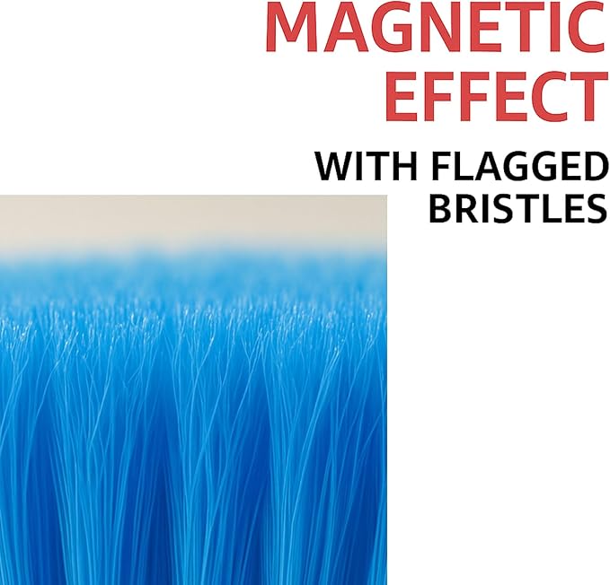 Healing Atlas Aria Blue Broom Head – 13” Sweeping Surface – Heavy-Duty Soft Bristles with Flagged Magnetic Effect – Universal Thread – Recycled PP – Deep Indoor/Outdoor Sweeper(Blue, ARIA)