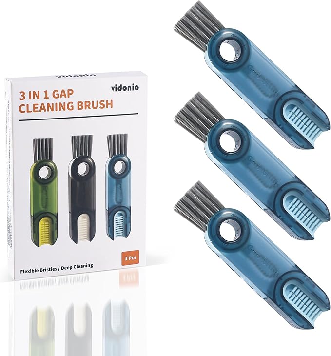 3 in 1 Cup Lid Gap Cleaning Brush Set, Multifunctional Insulation Bottle Cleaning Tools, Mutipurpose Tiny Silicone Cup Holder Cleaner, Home Kitchen Cleaning Tools (3Pcs Blue)