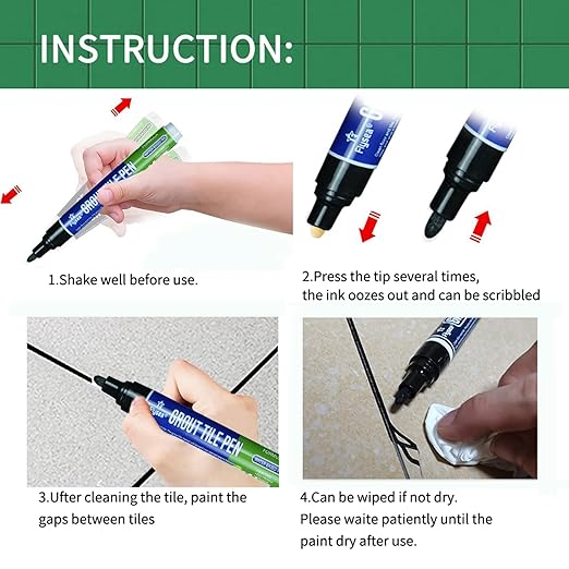 5 PCS Tile Grout Pen Home Repair Pen Tile Paint Markers for Tiles Floor Wall Bathroom Kitchen Repair Tools (Light Gray)