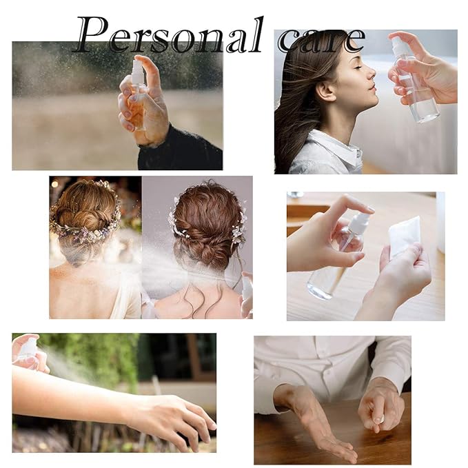 ZEJIA Small Refillable Mini Spray Bottle for Face, Liquids, Perfume - 2OZ Plastic Travel Spray Bottle with Labels (6 Pack)