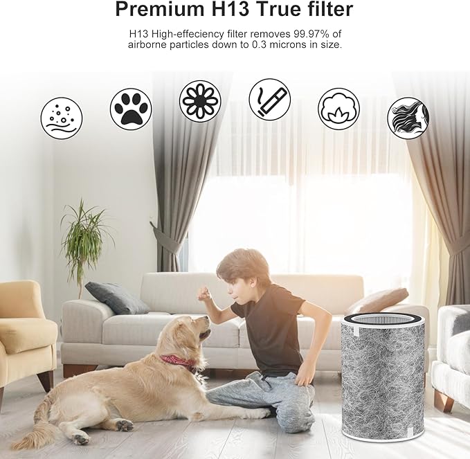 HP202 HP201 Replacement Filter Compatible with Shark HP200, HP201, HP202, HP301, HP302 UA205, AP1000 and for Shark HC501, HC502 Air Purifier MAX, Compare Part HE2FKBASMB, HE2FKBAS.