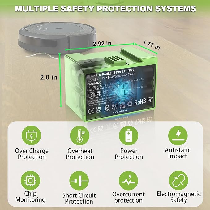 14.4v 5000mAh for Roomba Replacement Battery ABL-D1 Battery for iRobot Roomba i and e and j Series i7 j7+ 7150 7158 7556 7558 i3 j3+ i4 j4+ i8 j8+ and e5 e6 (Not Compatible with Roomba Combo Series)