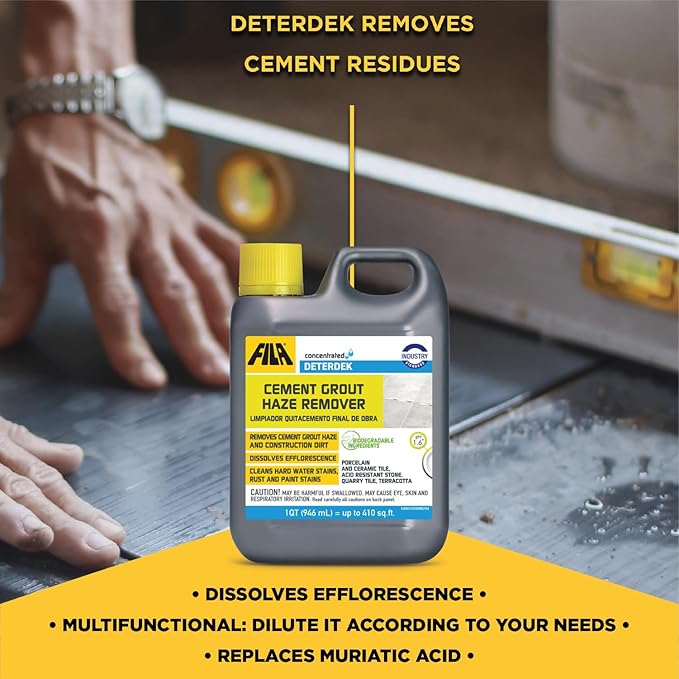 FILA Surface Care Solutions, DETERDEK PRO Cementitious Grout Haze Remover, Effective Against Rust Stain, 1 QT