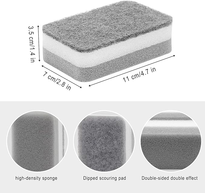 Sponge Individually Wrapped, Kitchen Dishwashing Sponges Bulk, Non Scratch Dishes Scouring Pad, Odor-Free Cleaning Sponge Wipes Scrubber Suitable for Travel Camping Apartments(24 Pack)