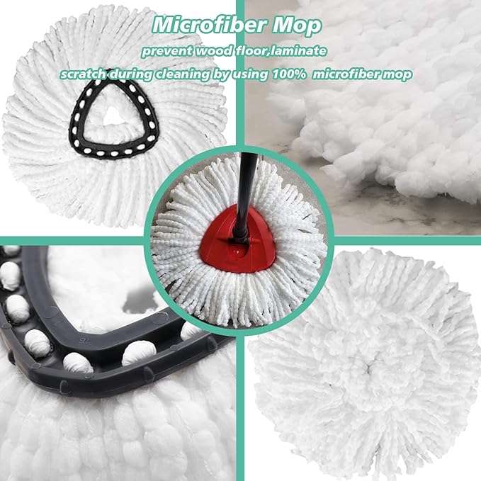 12 PCS Spin Mop Replacement Head,100% Microfiber Mop Refills Head Compatible with Cedar Mop Replace, 360 Degree Micro Spinning Mop Replace Head for Easy House Cleaning Floor Mopping